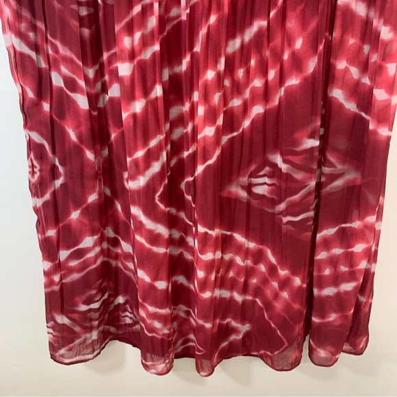 Chicos 3 Maxi Skirt US 16/18 Pull On  Pleated Cherry Red Print  Lined Boho Flowy - Picture 3 of 13